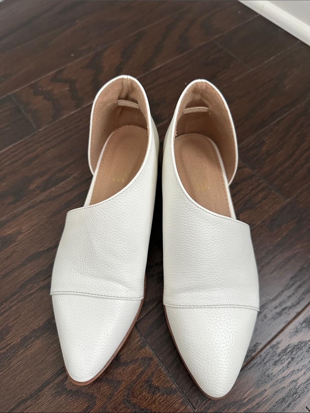 Catherine Malandrino White Leather Pointed D'Orsay Flats
